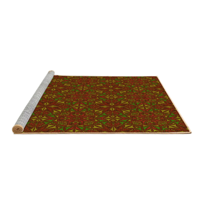 Sideview of Machine Washable Transitional Crimson Red Rug, wshpat3775yw