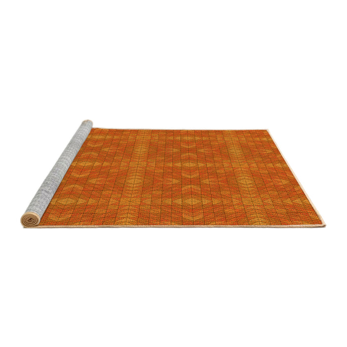 Sideview of Machine Washable Transitional Neon Orange Rug, wshpat3776yw