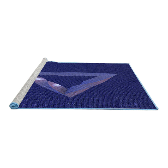 Sideview of Machine Washable Transitional DarkBlue Rug, wshpat3777blu