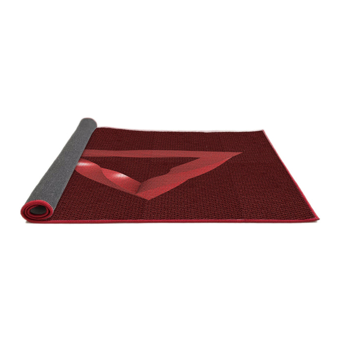 Thickness of Patterned Maroon Red Rug, pat3777rd