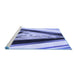 Sideview of Machine Washable Transitional Blue Rug, wshpat3778blu