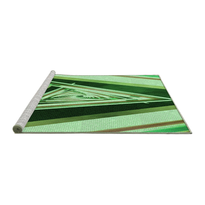 Sideview of Machine Washable Transitional Deep Emerald Green Rug, wshpat3778grn