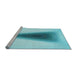 Sideview of Machine Washable Transitional Blue Rug, wshpat3779lblu