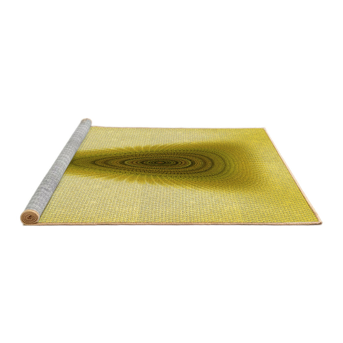 Sideview of Machine Washable Transitional Bold Yellow Rug, wshpat3779yw