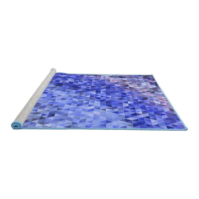 Sideview of Machine Washable Transitional Sky Blue Rug, wshpat3780blu