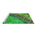 Sideview of Machine Washable Transitional Seaweed Green Rug, wshpat3780grn