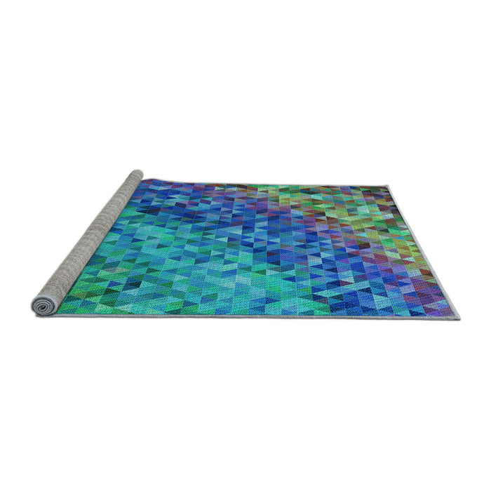 Sideview of Machine Washable Transitional Dark Turquoise Green Rug, wshpat3780lblu