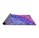 Thickness of Patterned Blue Violet Purple Rug, pat3780pur