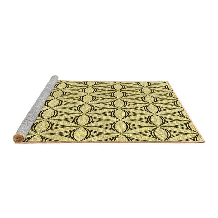 Sideview of Machine Washable Transitional Mustard Yellow Rug, wshpat3781yw