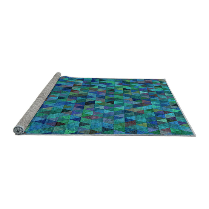 Sideview of Machine Washable Transitional Dark Turquoise Green Rug, wshpat3782lblu