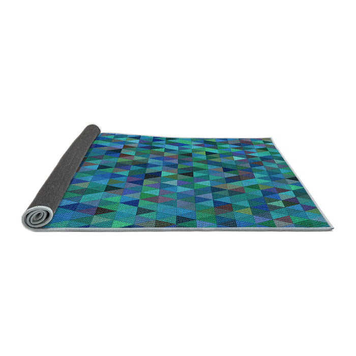 Thickness of Patterned Dark Turquoise Green Rug, pat3782lblu