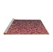 Sideview of Machine Washable Transitional Copper Red Pink Rug, wshpat3783brn