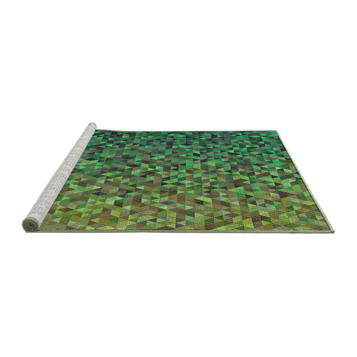 Sideview of Machine Washable Transitional Army Green Rug, wshpat3783grn