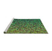 Sideview of Machine Washable Transitional Army Green Rug, wshpat3783grn