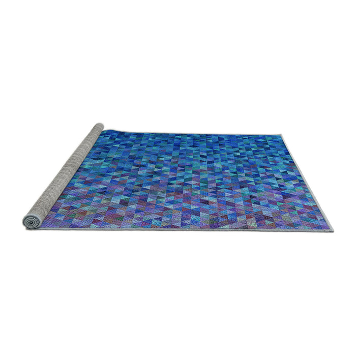 Sideview of Machine Washable Transitional Blue Rug, wshpat3783lblu