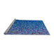 Sideview of Machine Washable Transitional Blue Rug, wshpat3783lblu
