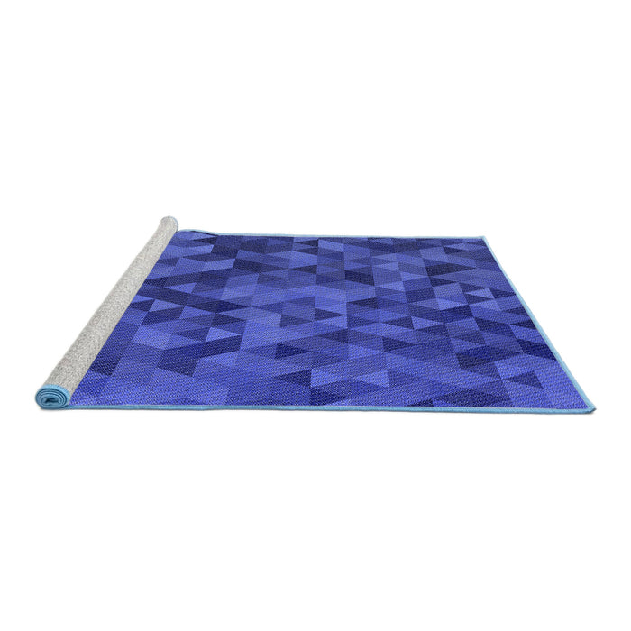 Sideview of Machine Washable Transitional Blue Rug, wshpat3784blu