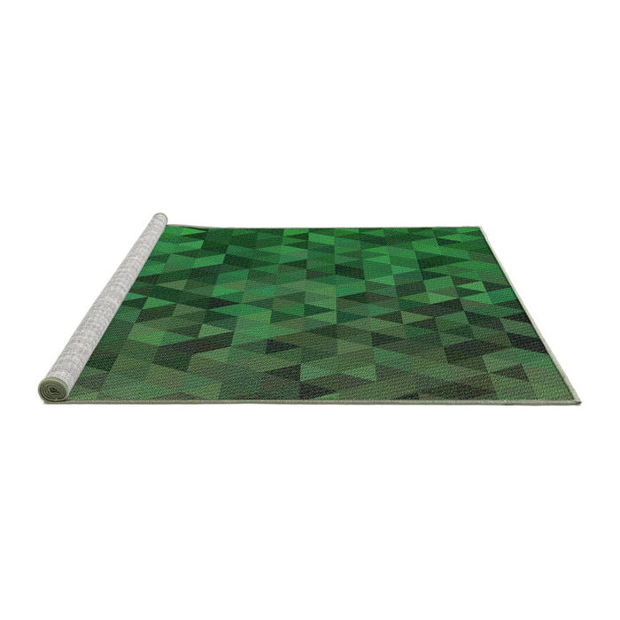 Sideview of Machine Washable Transitional Dark Forest Green Rug, wshpat3784grn