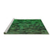 Sideview of Machine Washable Transitional Dark Forest Green Rug, wshpat3784grn