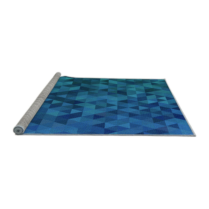 Sideview of Machine Washable Transitional Blueberry Blue Rug, wshpat3784lblu