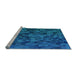 Sideview of Machine Washable Transitional Blueberry Blue Rug, wshpat3784lblu