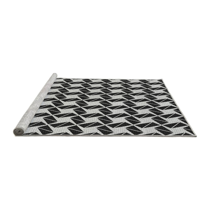 Sideview of Machine Washable Transitional Platinum Silver Gray Rug, wshpat3785gry