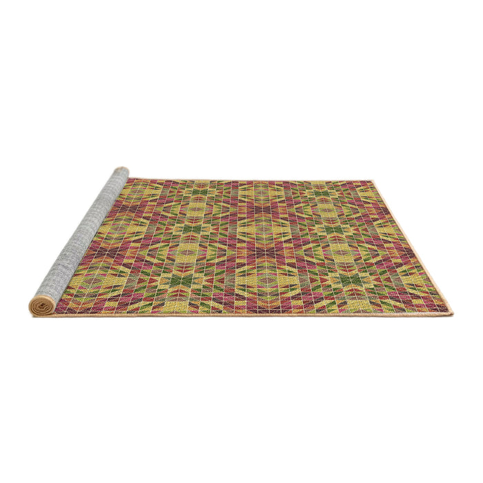 Sideview of Machine Washable Transitional Chestnut Red Rug, wshpat3786brn