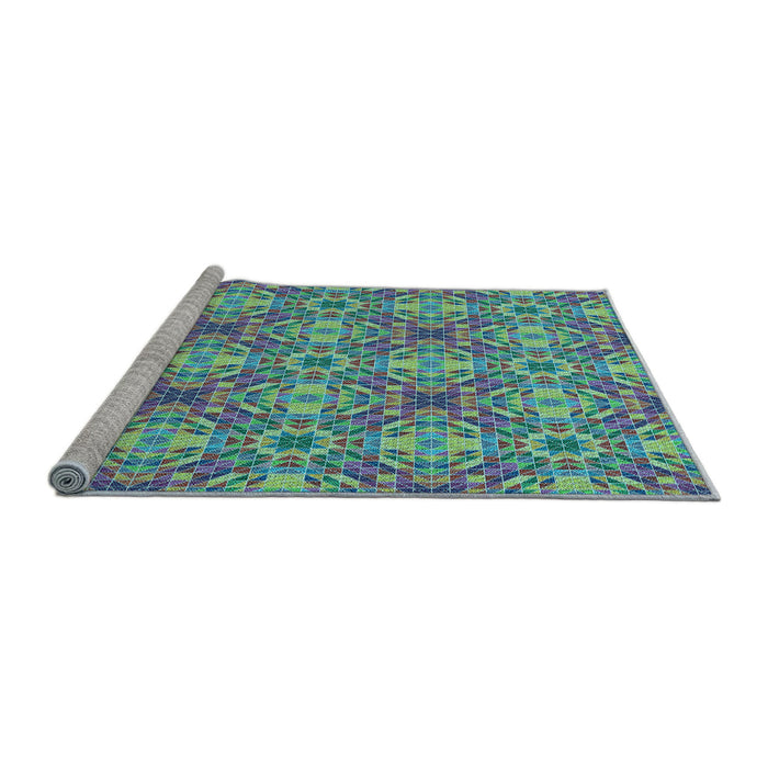 Sideview of Machine Washable Transitional Green Rug, wshpat3786lblu