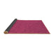 Thickness of Patterned Hot Deep Pink Rug, pat3789brn