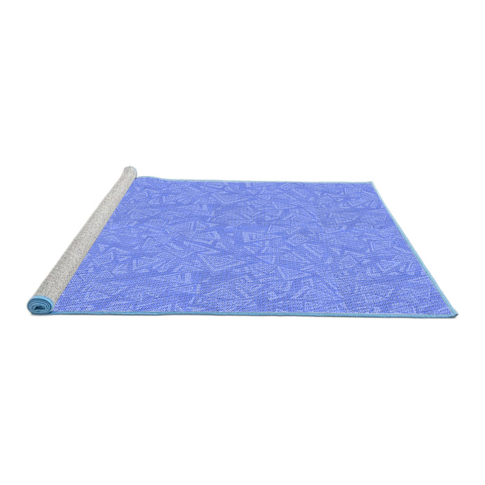 Sideview of Machine Washable Transitional Blue Rug, wshpat3790blu