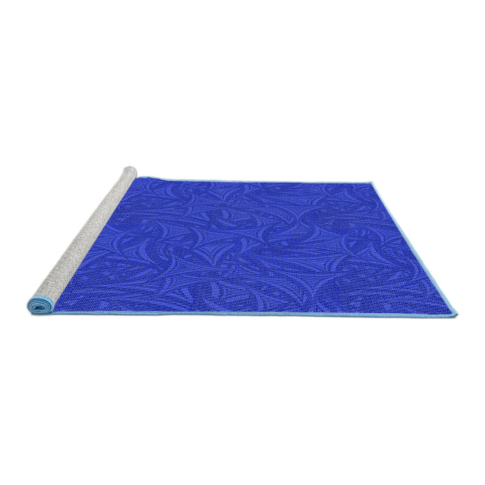 Sideview of Machine Washable Transitional Bright Blue Rug, wshpat3791blu