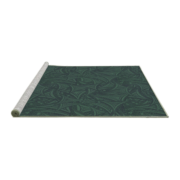 Sideview of Machine Washable Transitional Sea Green Rug, wshpat3791grn