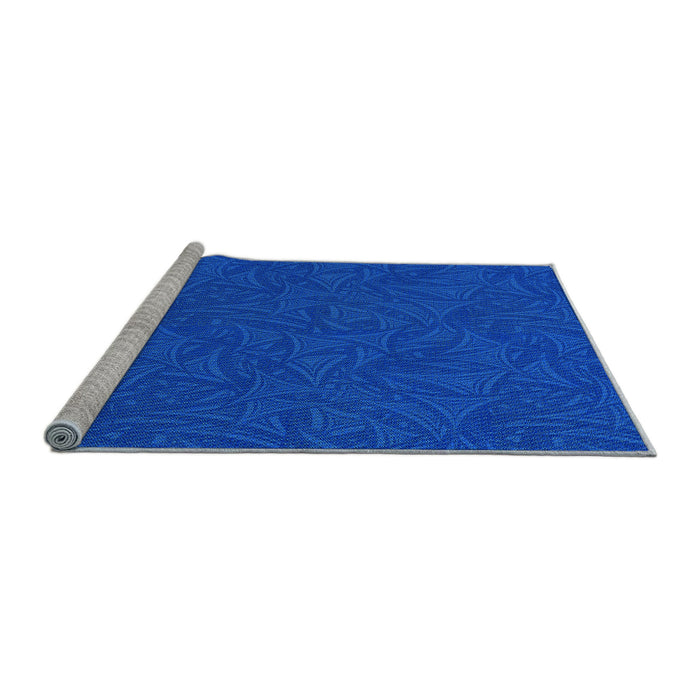 Sideview of Machine Washable Transitional Neon Blue Rug, wshpat3791lblu