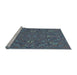 Sideview of Machine Washable Transitional Steel Blue Rug, wshpat3794lblu