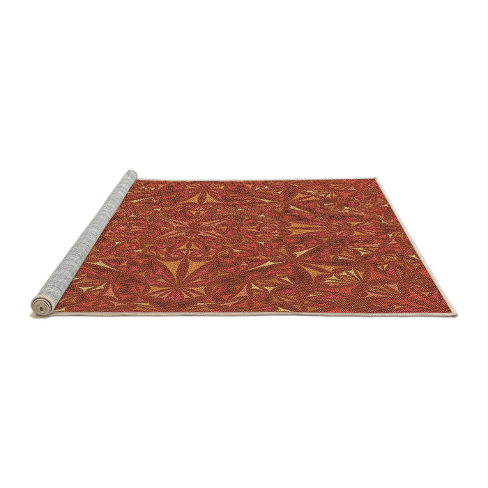 Sideview of Machine Washable Transitional Orange Red Orange Rug, wshpat3794org