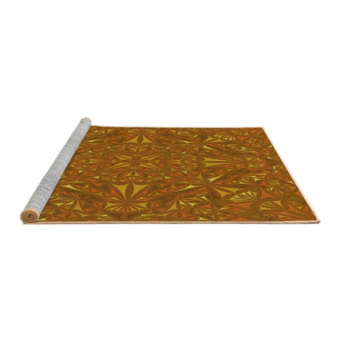 Sideview of Machine Washable Transitional Neon Orange Rug, wshpat3794yw