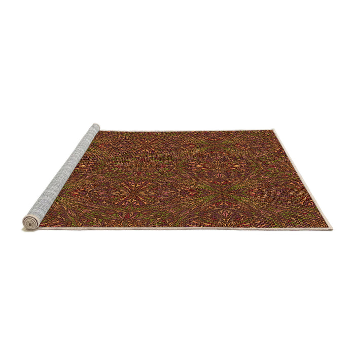 Sideview of Machine Washable Transitional Saffron Red Rug, wshpat3795org