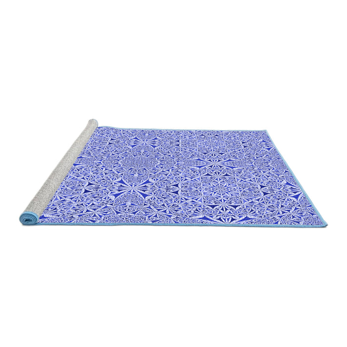 Sideview of Machine Washable Transitional Ocean Blue Rug, wshpat3796blu