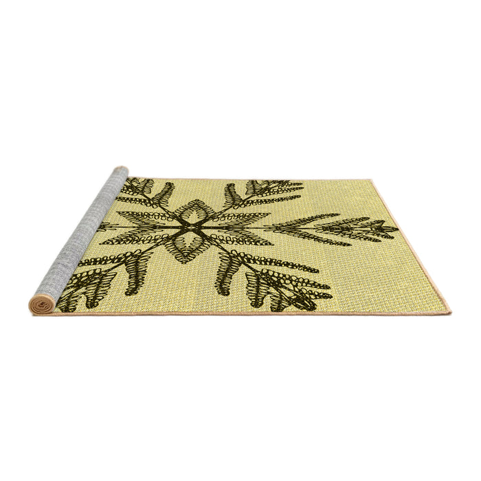 Sideview of Machine Washable Transitional Sun Yellow Rug, wshpat38yw