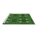 Sideview of Machine Washable Transitional Dark Forest Green Rug, wshpat3800grn