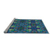 Sideview of Machine Washable Transitional Blue Rug, wshpat3800lblu