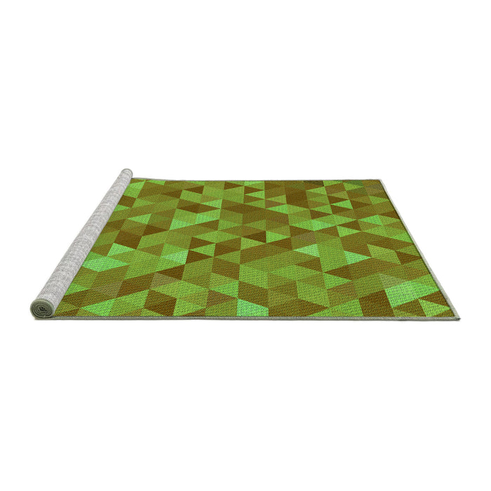 Sideview of Machine Washable Transitional Dark Yellow Green Rug, wshpat3803grn