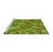 Sideview of Machine Washable Transitional Dark Yellow Green Rug, wshpat3803grn