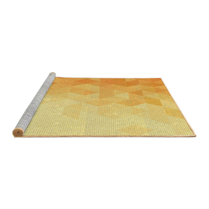 Sideview of Machine Washable Transitional Chrome Gold Yellow Rug, wshpat3805yw