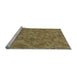 Sideview of Machine Washable Transitional Saddle Brown Rug, wshpat3807lblu