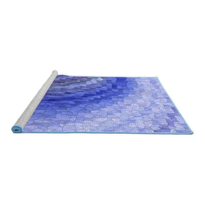 Sideview of Machine Washable Transitional Sky Blue Rug, wshpat3808blu