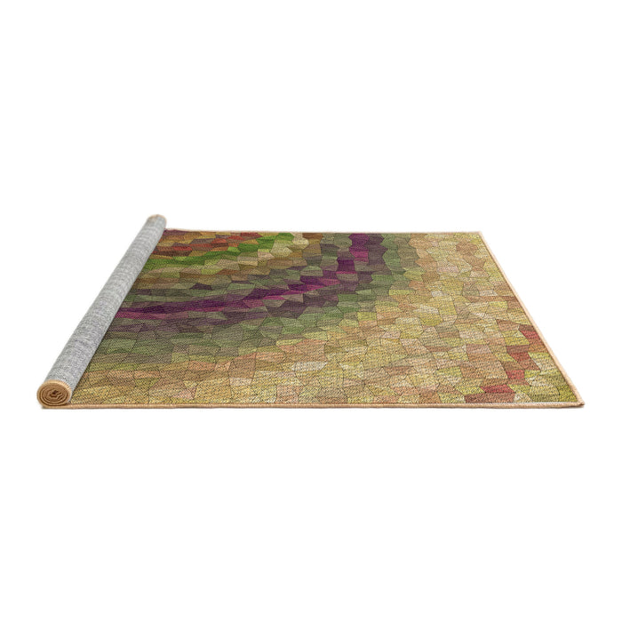 Sideview of Machine Washable Transitional Metallic Gold Rug, wshpat3808brn