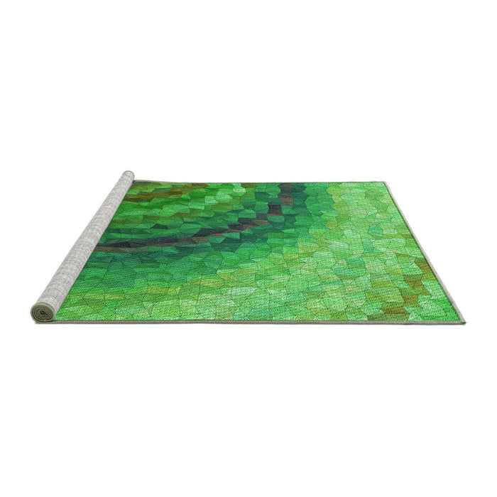 Sideview of Machine Washable Transitional Forest Green Rug, wshpat3808grn