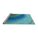 Sideview of Machine Washable Transitional Blue Rug, wshpat3808lblu