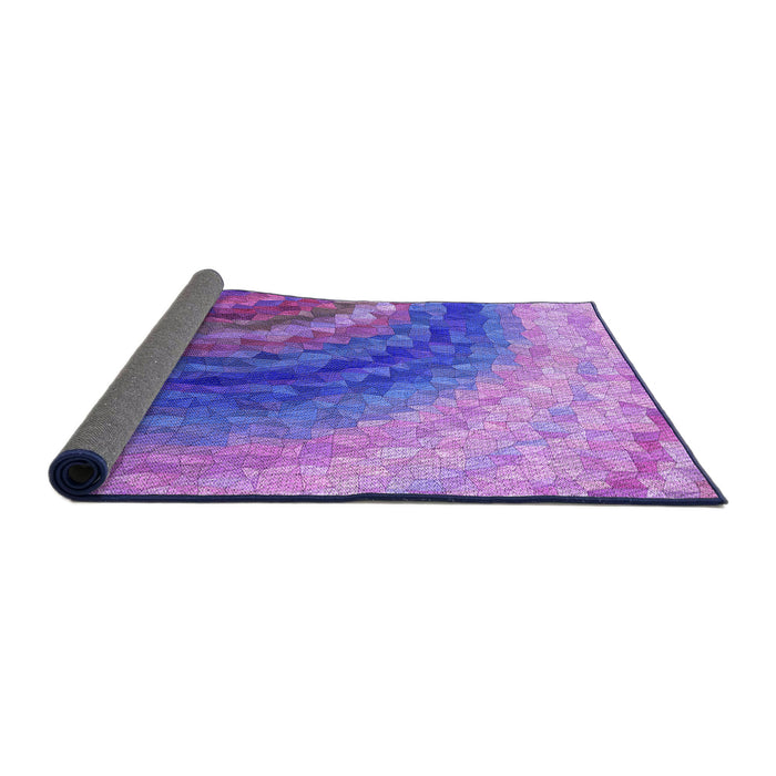 Thickness of Patterned Blue Violet Purple Rug, pat3808pur